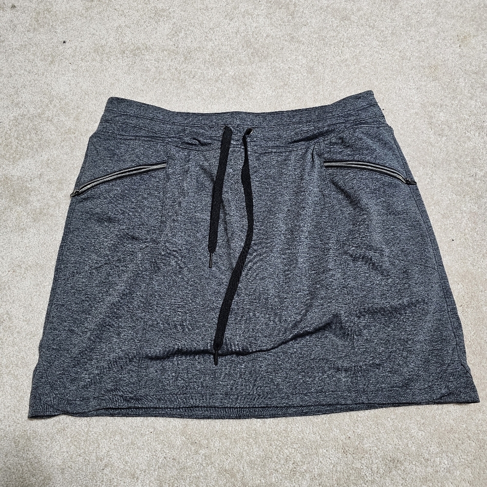 Tangerine Charcoal Heather Athletic Skort Large Zip Pockets
